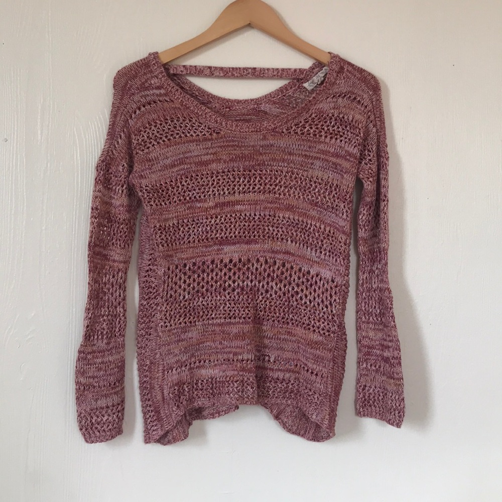 Pink Rose open knit sweater - Medium